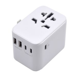 Ewent Adaptador de Viaje Universal - Conexiones para Europa (Schuko), USA, UK, Australia - 2xUSB-A - 3xUSB-C - Color Blanco