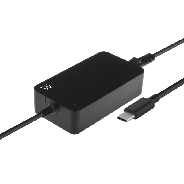Ewent Cargador Universal para Portatil de 45W con USB-C - Power Delivery - Longitud de Cable Total de 2.75m - Color Negro
