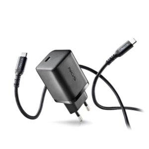 NGS Bud 65W Cargador GaN Universal de Pared 65W Ultrarapido - USB-C PD & PPS - Cable USB-C 1.5m - Color Negro