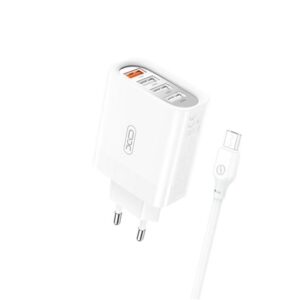 XO L100 Pack Cargador de Corriente 18W - 4x USB-A - Proteccion Intelifente + Cable USB-A a MicroUSB 2.4A