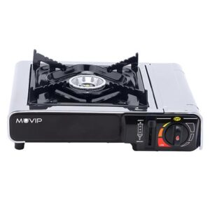 Muvip Cocina de Gas Portatil 1 Fuego - Encendido Automatico - Quemador de Aluminio - Sistema FSD - Proteccion Contra Sobretension - Maleta de Transporte