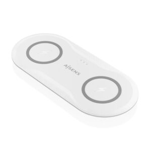 Aisens Cargador Inalambrico 15W - USB-C - Protocolo Qi - Moviles y Auriculares - Proteccion Contra Sobretension, Sobretemperatura y sobrecorriente - Color Blanco