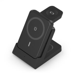 Aisens Cargador Inalambrico 15W - USB-C - Protocolo Qi - Moviles, Apple Watch y Auriculares - Powerbank -Proteccion Contra Sobretension, Sobretemperatura y sobrecorriente - Color Negro