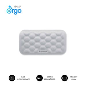 Subblim Ergo Airpadding Reposamuñecas para Raton - Espuma Viscoelastica 65D - Tejido AirMesh Transpirable - Base Antideslizante - Color Plata