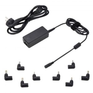 Ewent Cargador Universal para Portatil de 45W - 8 Clavijas Intercambiables - Automatico - Gestion Inteligente de Corriente - Color Negro