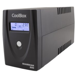 Coolbox Guardian3 SAI 800VA UPS 480W - 2x Schukos - USB - RJ45 - Proteccion Completa Frente a Picos de Tension y Cortes de Suministro - Pantalla LCD