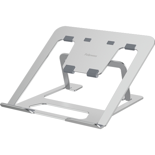 Fellowes Alumia Elevador para Portatil hasta 15" - 6 Ajustes de Altura - Fabricado en Aluminio - Base Antideslizante - Color Plata