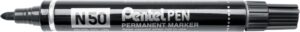 Pentel Pen N50 Rotulador Permanente - Punta de 4.3mm - Resistente a Agua y Luz - Color Negro