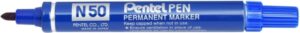 Pentel Pen N50 Rotulador Permanente - Punta de 4.3mm - Resistente a Agua y Luz - Color Azul