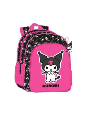 Safta Kuromi Mochila Infantil - Adaptable a Carro - Asa de Mano - Bolsillos Laterales - 33x42x14cm - Color Fucsia/Negro