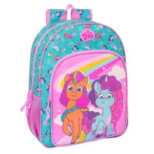 Safta My Little Pony "Magic" Mochila Infantil - Adaptable a Carro - Asa de Mano - Bolsillos Laterales - 33x42x14cm - Color Rosa/Azul