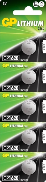 GP Lithium CR1620 Pack de 5 Pilas 3V