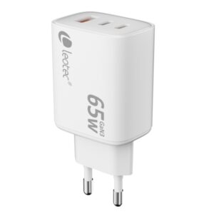 Leotec Cargador Universal 65W GAN - Ultra Slim - 2USB-C PD + 1USB-A - Color Blanco