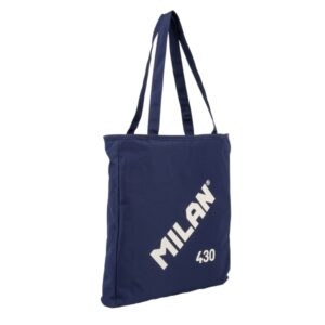 Milan Coleccion 430 Bolso Shopper 7.5L - Tamaño 38x36x6,5cm - Asa Larga 27cm - Tejido 'ripstop' - Color Azul Marino