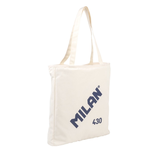 Milan Coleccion 430 Bolso Shopper 7.5L - Tamaño 38x36x6,5cm - Asa Larga 27cm - Tejido 'ripstop' - Color Beige