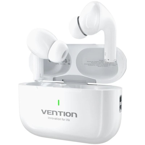 Vention Echo Lite E11 Auriculares Bluetooth 5.4 con Estuche de Carga - True Wireless - 6h Autonomia - Color Blanco