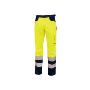 Upower Beacon Pantalon de Trabajo con Bolsillos Multifuncionales - Talla 2XL - Cierre de Seguridad, Cintura Porta Martillo, Rodillas Preformadas, Rayas Reflectantes, Proteccion DPI2 - Color Amarillo Fluorescente