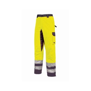 Upower Subu Pantalones Impermeables y Transpirables - Talla 2XL - Bolsillos Multifuncionales, Rodillas Reforzadas, Cintura Elastica, Cintas Reflectantes, Proteccion DPI2 - Color Amarillo Fluorescente