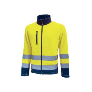 Upower Boing Chaqueta Polar con Cremallera Completa - Talla 2XL - Bolsillos Inferiores y para Movil, Detalles Reflectantes, Proteccion DPI2, Certificacion CE - Color Amarillo Fluorescente