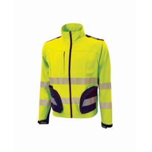 Upower Bea Cazadora de Trabajo Alta Visibilidad - Talla 2XL - Mangas Separables, Bolsillos Funcionales, Bandas Reflectantes Termoselladas, Ajuste con Velcro, Proteccion DPI2 - Color Amarillo Fluorescente