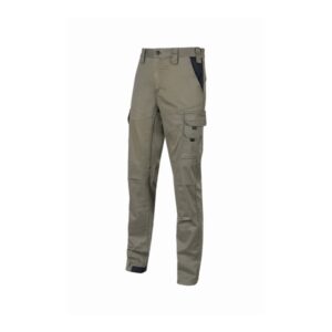 Upower Guapo Pantalones de Trabajo de Algodon Elastico - Talla 2XL - Multiples Bolsillos, Cierre Resistente, Cintura Elastica, Rodillas Preformadas, Talonera Reforzada, Proteccion DPI1 - Color Arena