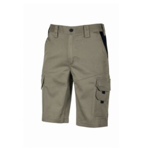 Upower Bonito Pantalones Cortos de Trabajo de Algodon Elastizado - Talla 2XL - Frescos y Comodos, Bolsillos Multifuncionales, Cinturilla Elastica, Triple Costura, Proteccion DPI1 - Color Arena