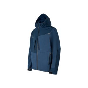 Upower Verve Chaqueta Tecnica Impermeable - Talla 2XL - Softshell Innovador, Interior Micro-Fleece con Grafeno, Capucha Desmontable, Multiples Bolsillos, Detalles Reflectantes - Color Azul Marino