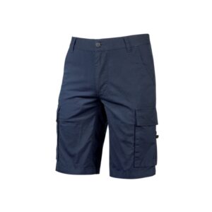 Upower Summer Bermuda Cargo Algodon Elastico - Talla 2XL - Ajuste Slim-Fit, Bolsillos Multifuncionales, Triple Costura, Boton Antiarañazos, Proteccion DPI1 - Color Azul Oscuro Westlake