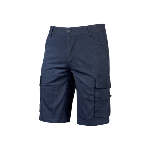 Upower Summer Bermuda Cargo Algodon Elastico - Talla 2XL - Ajuste Slim-Fit, Bolsillos Multifuncionales, Triple Costura, Boton Antiarañazos, Proteccion DPI1 - Color Azul Oscuro Westlake