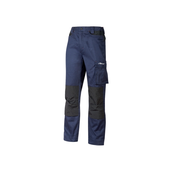 Upower Mallorca Pantalon de Trabajo Ergonomico - Talla 2XL - Algodon Elastico, Cintura Elastica, Multiples Bolsillos, Refuerzos Estrategicos, Detalles Reflectantes, Triple Costura - Color Azul Oscuro Westlake