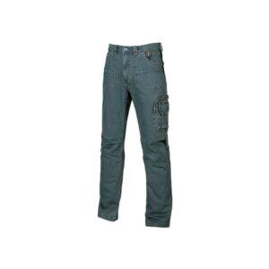 Upower Traffic Pantalon Jeans Stretch - Talla 44 - Ajuste Perfecto, Bolsillos Delanteros Amplios, Bolsillo Lateral para Herramientas, Porta Telefono, Porta Martillo, Costuras Reforzadas - Color Azul Vaquero
