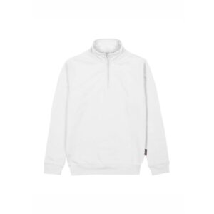 Upower Tautra Sudadera de Trabajo Confortable y Duradera - Talla 2XL - Polialgodon Perchado, Media Cremallera, Cuello Ajustable, Puños Canale Elastico, Proteccion DPI1 - Color Blanco