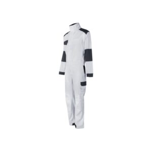 Upower Pola Mono de Trabajo - Talla 2XL - Algodon Stretch, Durabilidad y Transpirabilidad, Multiples Bolsillos, Ajuste Elastico, Refuerzos Antidesgaste, Triple Costura - Color Blanco