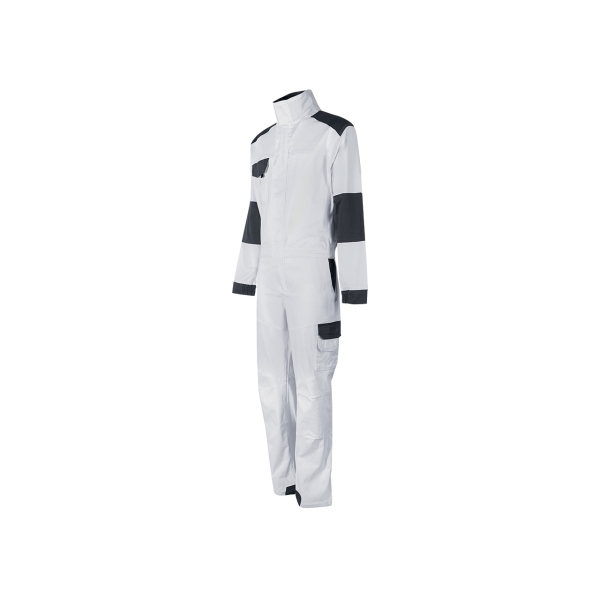 Upower Pola Mono de Trabajo - Talla 2XL - Algodon Stretch, Durabilidad y Transpirabilidad, Multiples Bolsillos, Ajuste Elastico, Refuerzos Antidesgaste, Triple Costura - Color Blanco