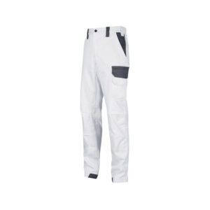 Upower Salonicco Pantalon de Trabajo - Talla 2XL - Algodon Stretch, Multiples Bolsillos Seguros, Proteccion Lumbar Reforzada, Detalles Reflectantes, Resistente y Transpirable - Color Blanco