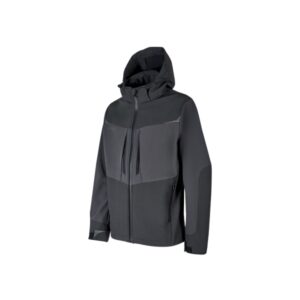 Upower Verve Chaqueta Tecnica - Talla 2XL - Softshell Resistente, Interior Micro-Fleece con Grafeno, Capucha Desmontable, Repelente a Liquidos, Cremallera Waterproof - Color Gris