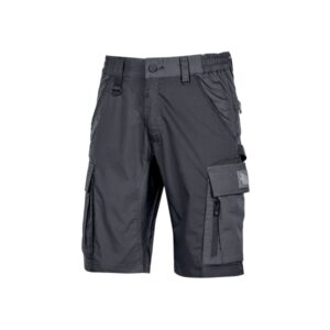 Upower Solaris Bermudas Cargo Funcionales - Talla 2XL - Tejido Ripstop Elastico, Multibolsillos, Detalles Reflectantes, Proteccion Lumbar, Cierre Antirayaduras, Porta Identificacion Oculto - Color Gris
