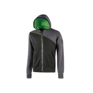 Upower Jupiter Sudadera de Trabajo - Talla 2XL - Cremallera Impermeable, Capucha Ajustable, Bolsillos Practicos, Diseño con Piping Fluo, Puños Elasticos, Bajo Acanalado - Color Gris Asfalto