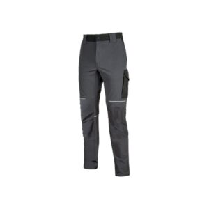 Upower World Pantalon Stretch Resistente - Talla 2XL - Transpirable y de Secado Rapido, Multiples Bolsillos Funcionales, Ajuste Retractil, Detalles Reflectantes, Costuras Triples, Proteccion DPI1 - Color Gris Asfalto
