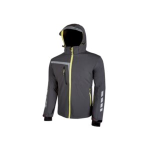 Upower Quick Chaqueta Soft Shell - Talla 2XL - Tejido Elastico Cortavientos y Repelente al Agua, Bolsillo Pecho con Cierre Impermeable, Capucha Ajustable, Detalles Reflectantes, Proteccion DPI1 - Color Gris Asfalto