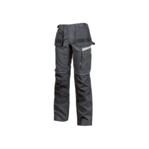 Upower Gordon Pantalones Funcionales con Bolsillos Flotantes - Talla 44 - Porta Herramientas, Cintura Ajustable, Insertos Reflectantes, Costuras Triples, Proteccion DPI1 - Color Gris Asfalto