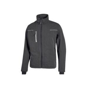 Upower Pluton Chaqueta de Tela Resistente - Talla 2XL - Suave, Repelente al Agua, Transpirable, Secado Rapido, Bolsillos Practicos, Capuchon Retractil, Proteccion DPI1 - Color Gris Asfalto