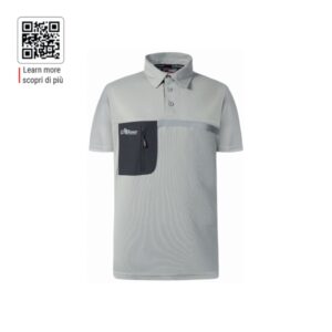 Upower Libra Polo Hombre Termorregulador - Talla 2XL - Tecnologia HeiQ Smart Temp, Tratamiento Antimicrobiano, Bolsillo con Cremallera, Banda Reflectante, Proteccion DPI1 - Color Gris Claro