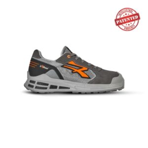Upower Moki S ESD Calzado de Seguridad Innovador - Talla 35 - Empeine de Malla Ultranspirable, Puntera AirToe Aluminium, Sistema Antiperforacion - Color Gris Claro/Naranja
