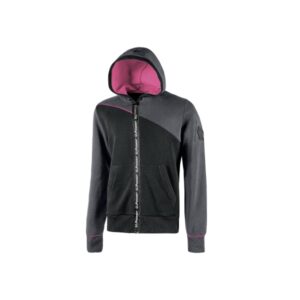 Upower Jupiter Lady Sudadera Mujer con Cremallera Impermeable - Talla 2XL - Capucha Ajustable, Bolsillos Oblicuos, Puños Elasticos, Proteccion DPI1, Piping Fluo Elastico - Color Gris Fucsia