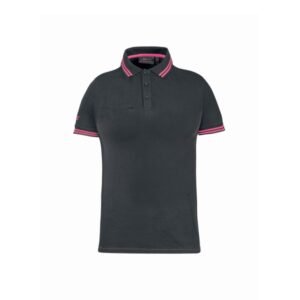 Upower Way Lady Polo Mujer Manga Corta - Talla 2XL - Algodon Stretch, Ajuste Slim Fit, Transpirable, Ribetes en Contraste, Cierre de Tres Botones, Proteccion DPI1 - Color Gris Fucsia
