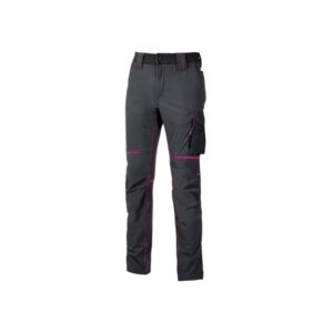 Upower World Lady Pantalon de Tejido U-4 - Talla 2XL - Resistente y Transpirable, Secado Rapido, Multiples Bolsillos Funcionales, Ajuste Retractil, Detalles Reflectantes, Proteccion DPI1 - Color Gris Fucsia