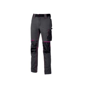 Upower Atom Lady Pantalon de Tejido U-4 - Talla 2XL - Maxima Movilidad, Repelente al Agua, Transpirable, Secado Rapido, Bolsillos Multifuncionales, Cintura Elastica, Proteccion DPI1 - Color Gris Fucsia