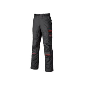Upower Nimble Pantalon de Trabajo en Sarga de Polialgodon - Talla 44 - Multiples Bolsillos, Refuerzos en Rodilleras, Cintura Elastica, Proteccion DPI1, Cierre Cremallera y Boton Resistente - Color Gris Meteorito