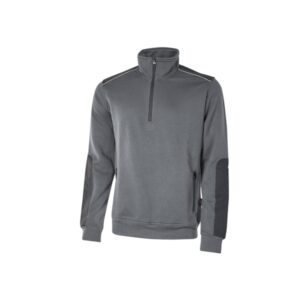Upower Cushy Sudadera Cepillada con Media Cremallera - Talla 2XL - Cuello Alto, Bolsillos Laterales con Cremallera, Refuerzos Antidesgaste, Detalles Reflectantes, Proteccion DPI1 - Color Gris Meteorito